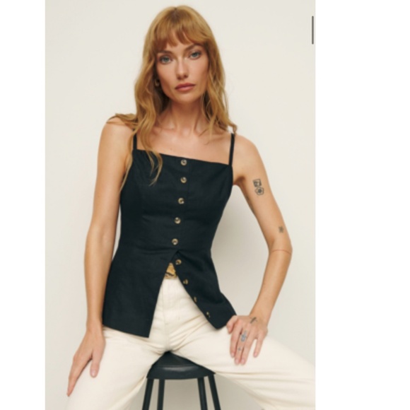 Reformation Tops - Reformation - Antonia Linen Top - Black Slightly- Size 2